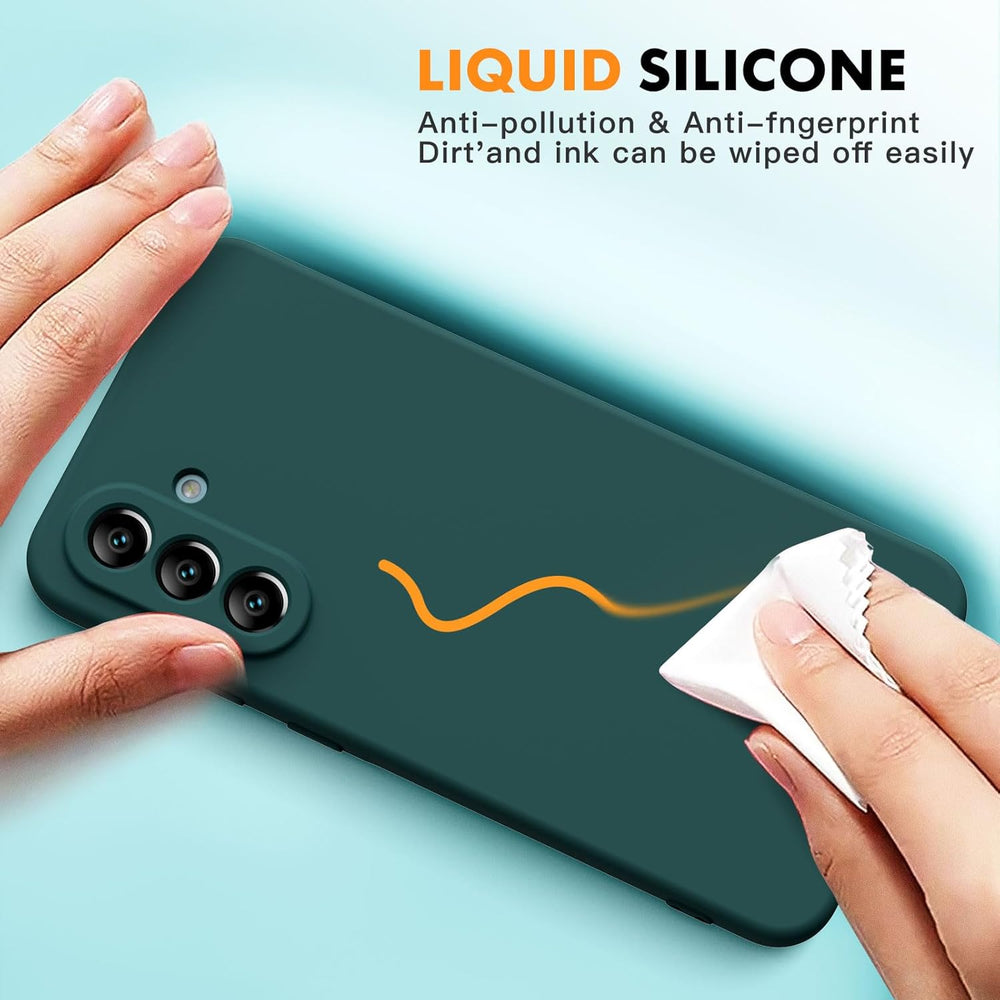 Samsung Galaxy A56 Hoesje Silicone - Liquid case met 2 Screenprotectors - Groen-Ilumina Benelux