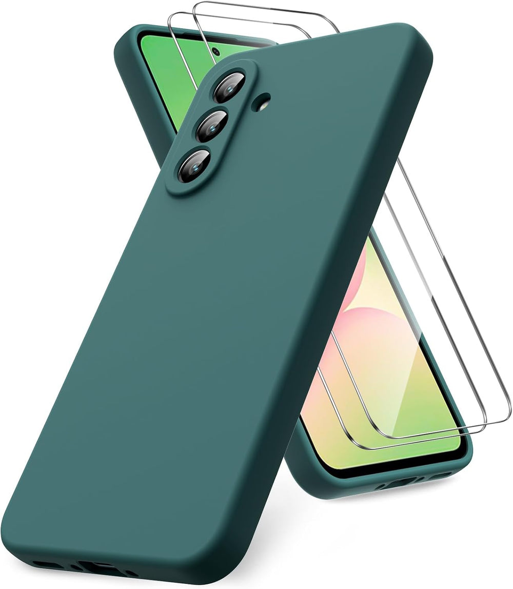 Samsung Galaxy A56 Hoesje Silicone - Liquid case met 2 Screenprotectors - Groen-Ilumina Benelux