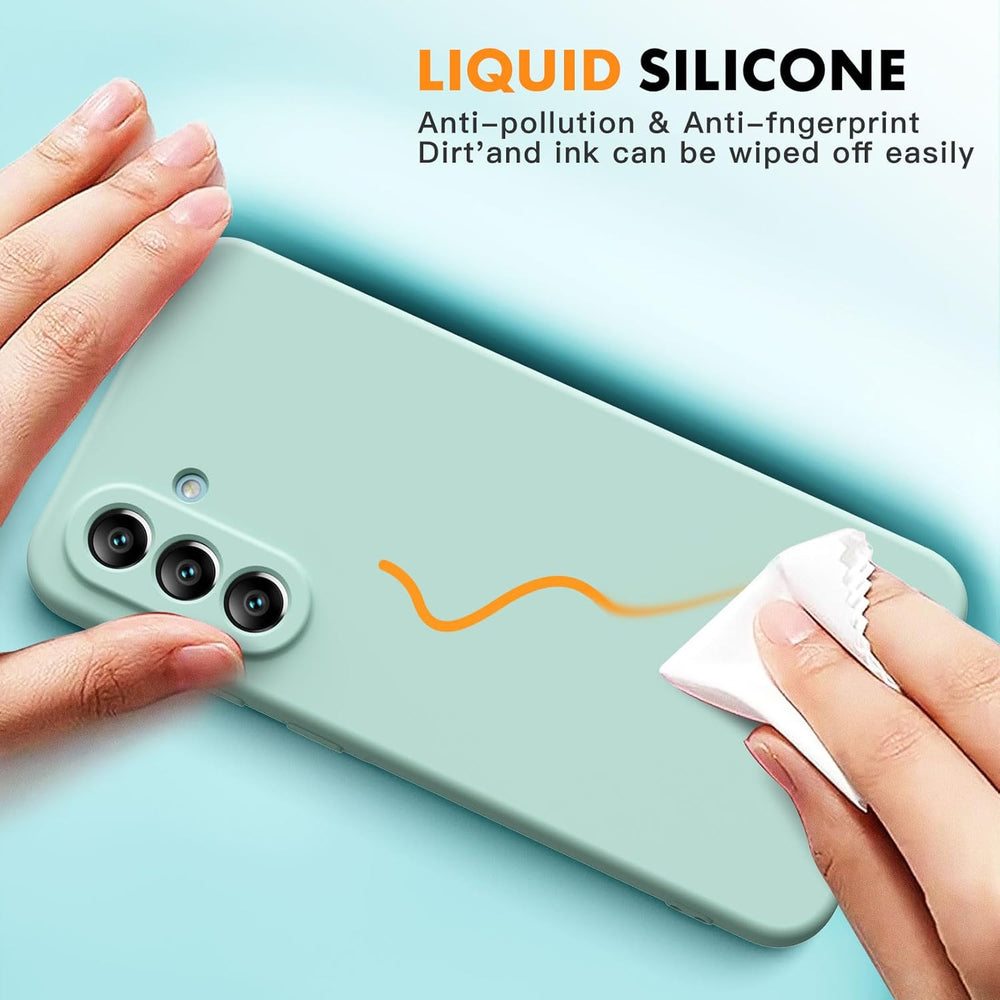 Samsung Galaxy A56 Hoesje Silicone - Liquid case met 2 Screenprotectors - Mint Groen-Ilumina Benelux