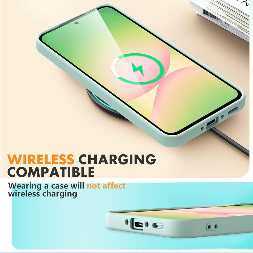 Samsung Galaxy A56 Hoesje Silicone - Liquid case met 2 Screenprotectors - Mint Groen-Ilumina Benelux