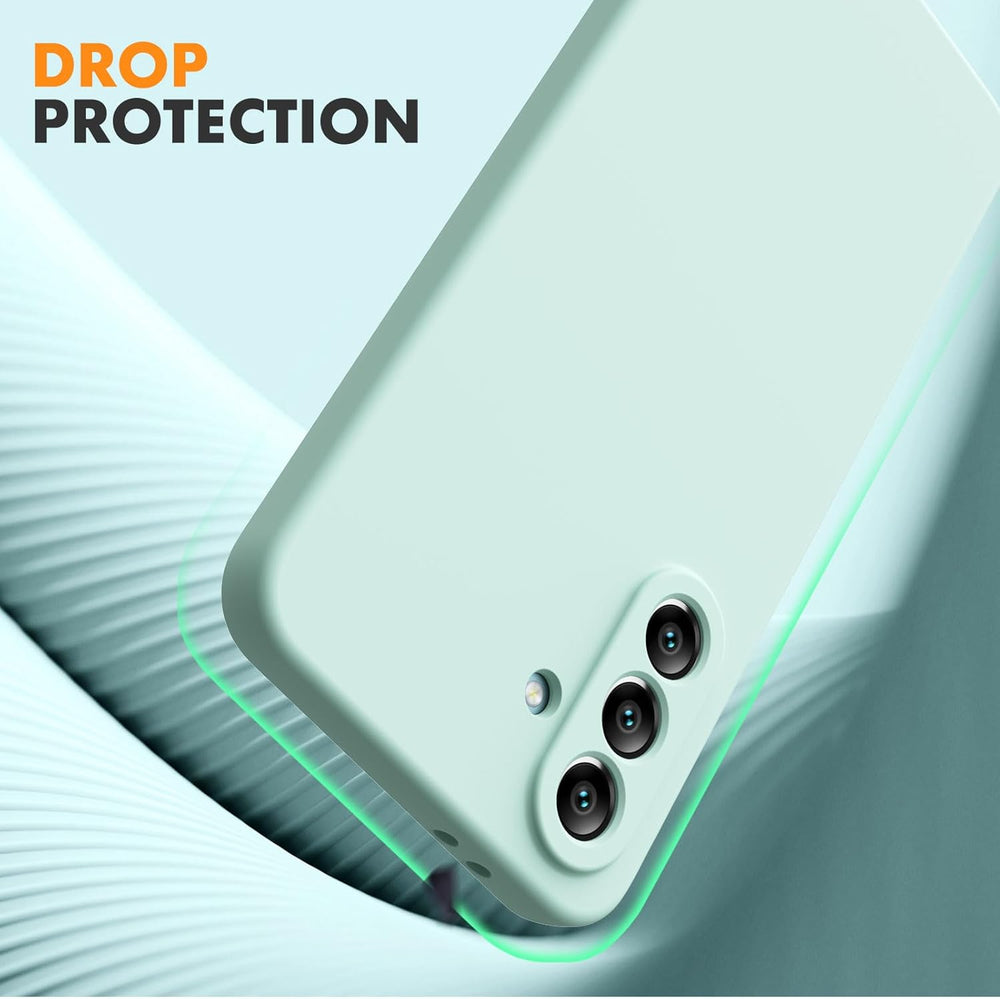 Samsung Galaxy A56 Hoesje Silicone - Liquid case met 2 Screenprotectors - Mint Groen-Ilumina Benelux