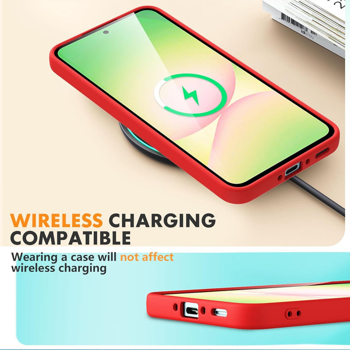 Samsung Galaxy A56 Hoesje Silicone - Liquid case met 2 Screenprotectors - Rood-Ilumina Benelux