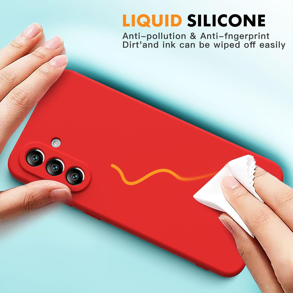 Samsung Galaxy A56 Hoesje Silicone - Liquid case met 2 Screenprotectors - Rood-Ilumina Benelux