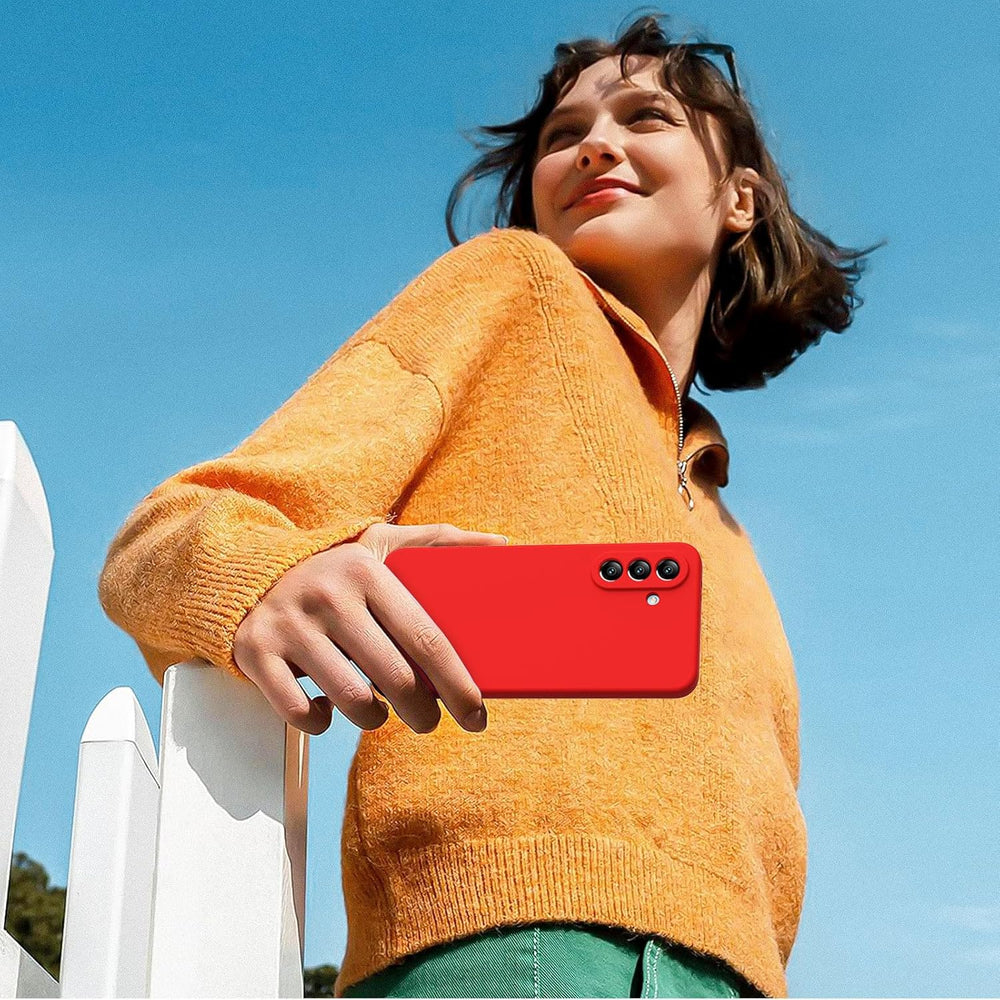Samsung Galaxy A56 Hoesje Silicone - Liquid case met 2 Screenprotectors - Rood-Ilumina Benelux
