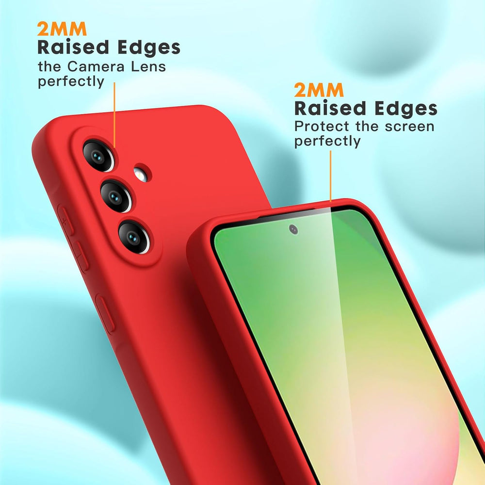 Samsung Galaxy A56 Hoesje Silicone - Liquid case met 2 Screenprotectors - Rood-Ilumina Benelux
