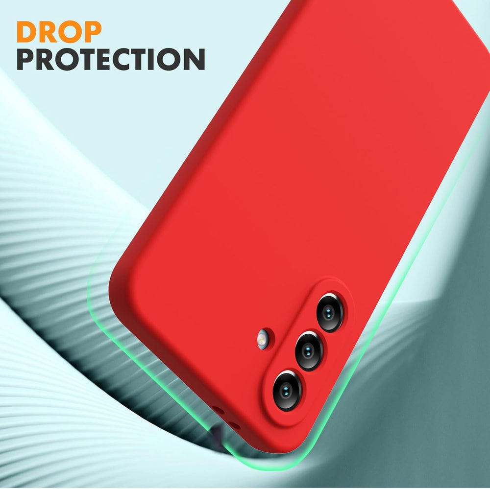 Samsung Galaxy A56 Hoesje Silicone - Liquid case met 2 Screenprotectors - Rood-Ilumina Benelux