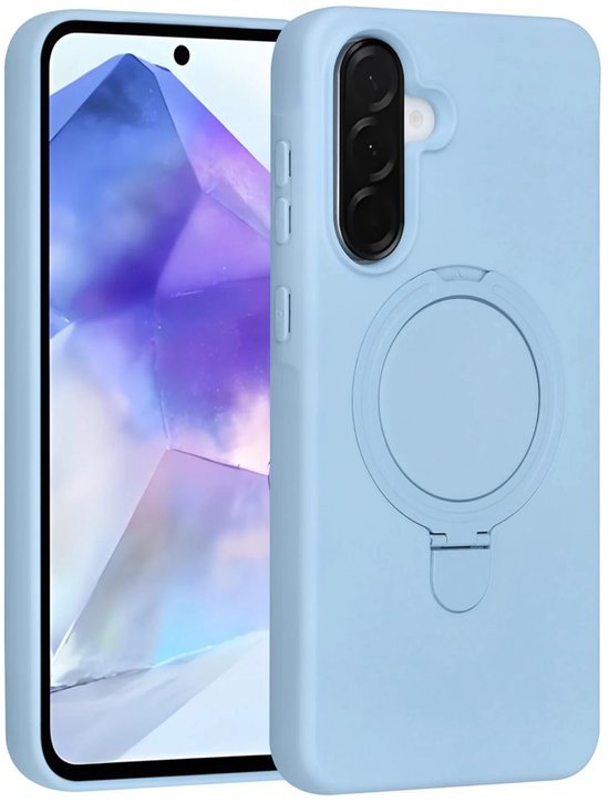 Samsung Galaxy A56 Hoesjes Schokbestendige Siliconen Backcover met Ringstandaard - Baby Blue-Ilumina Benelux