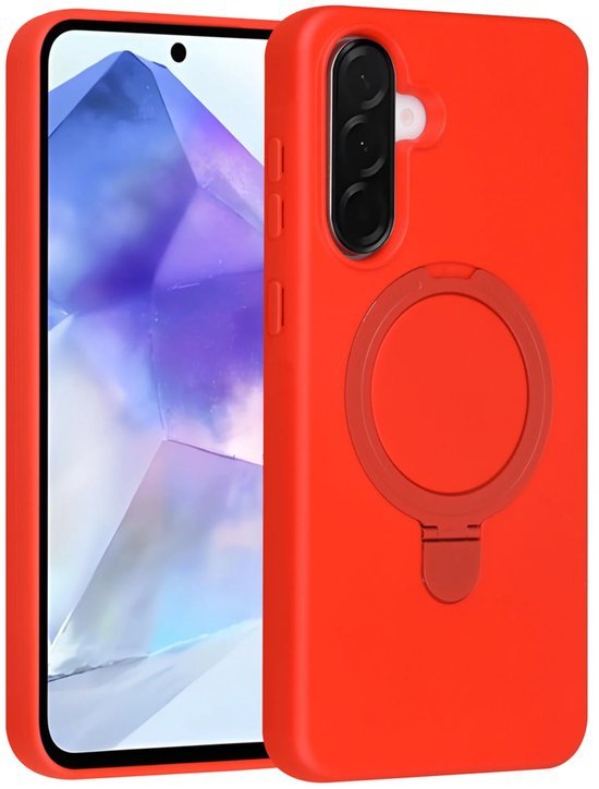 Samsung Galaxy A56 Hoesjes Schokbestendige Siliconen Backcover met Ringstandaard - Classic Red-Ilumina Benelux