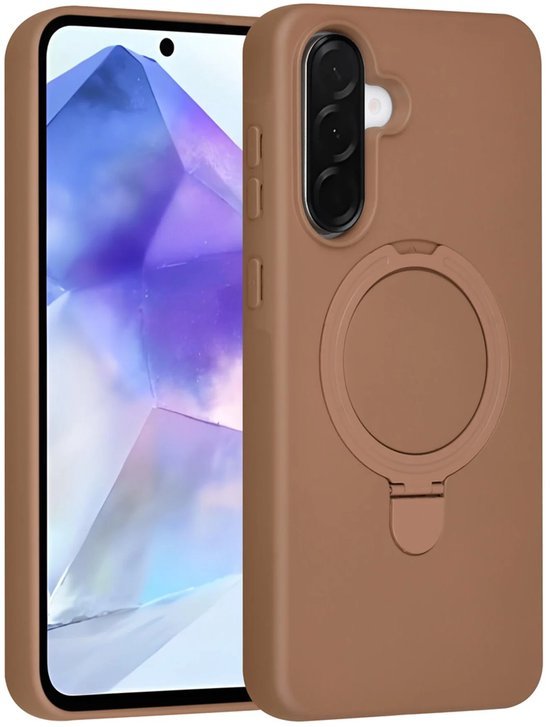 Samsung Galaxy A56 Hoesjes Schokbestendige Siliconen Backcover met Ringstandaard - Desert Brown-Ilumina Benelux