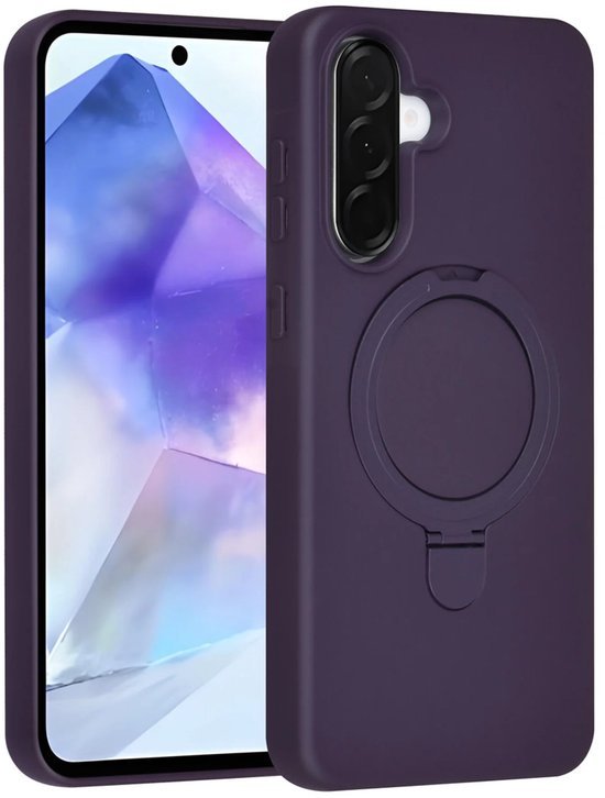 Samsung Galaxy A56 Hoesjes Schokbestendige Siliconen Backcover met Ringstandaard - Grape Purple-Ilumina Benelux