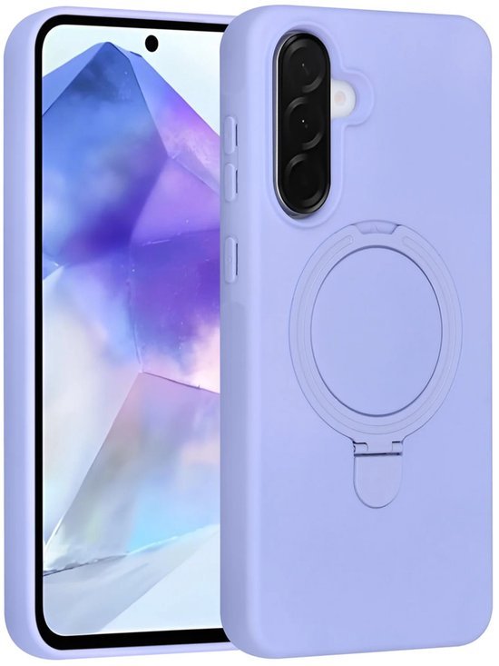 Samsung Galaxy A56 Hoesjes Schokbestendige Siliconen Backcover met Ringstandaard - Lila-Ilumina Benelux