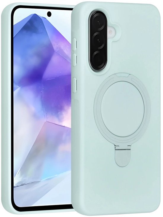 Samsung Galaxy A56 Hoesjes Schokbestendige Siliconen Backcover met Ringstandaard - Mint Green-Ilumina Benelux