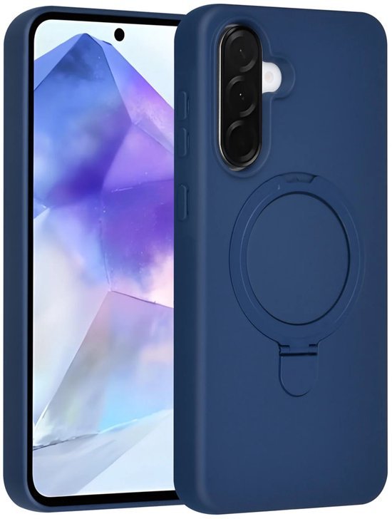Samsung Galaxy A56 Hoesjes Schokbestendige Siliconen Backcover met Ringstandaard - Navy Blue-Ilumina Benelux