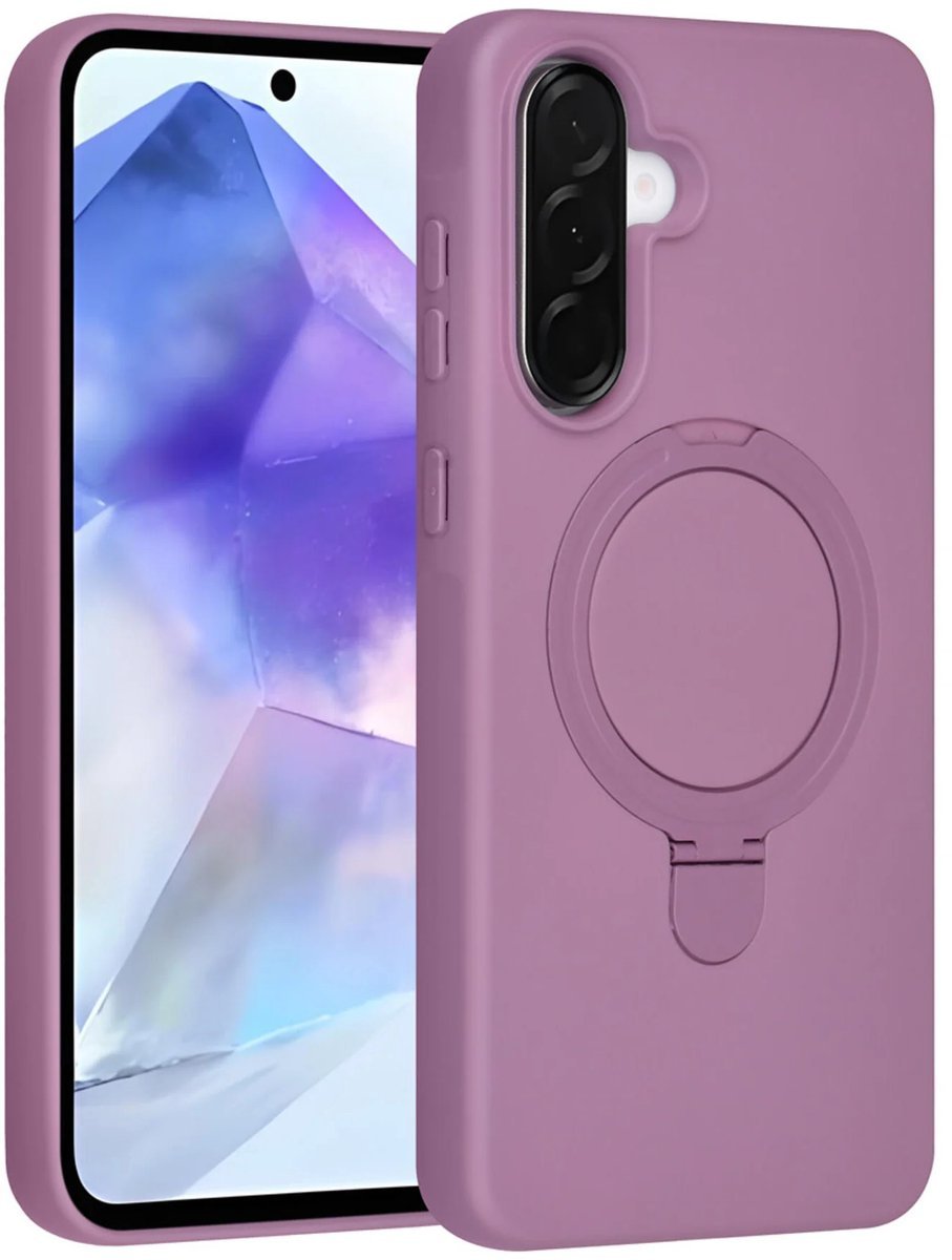 Samsung Galaxy A56 Hoesjes Schokbestendige Siliconen Backcover met Ringstandaard - Sunset Purple-Ilumina Benelux