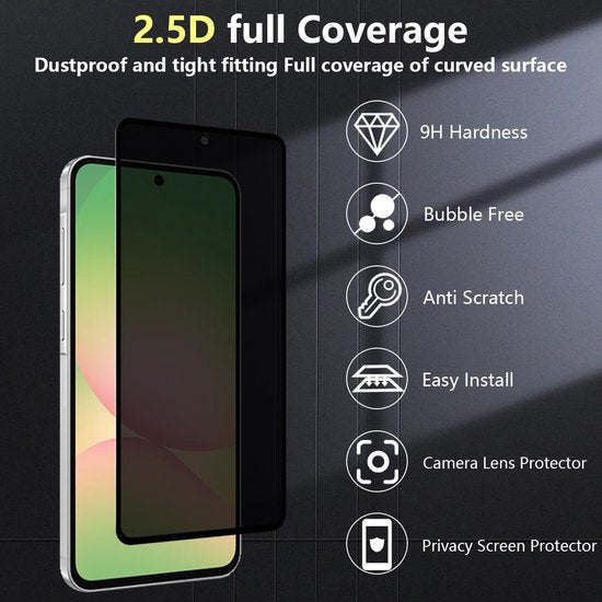Samsung Galaxy A56 – Privacy Gehard Glas 9H – Anti-kras – 2-Pack-Ilumina Benelux