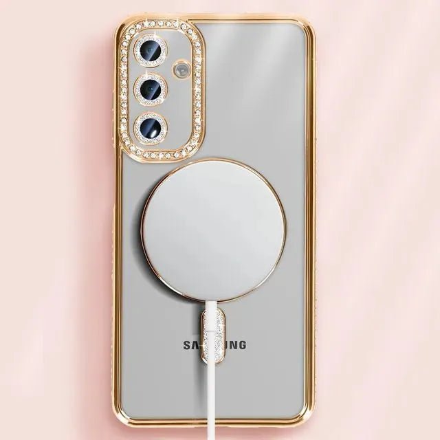 Samsung Galaxy S26 Ultra [Hoesjes – MagSafe Magnetisch – Glitter Sparkle – Zachte TPU Backcover - Goud-Hoesjes-Ilumina Benelux