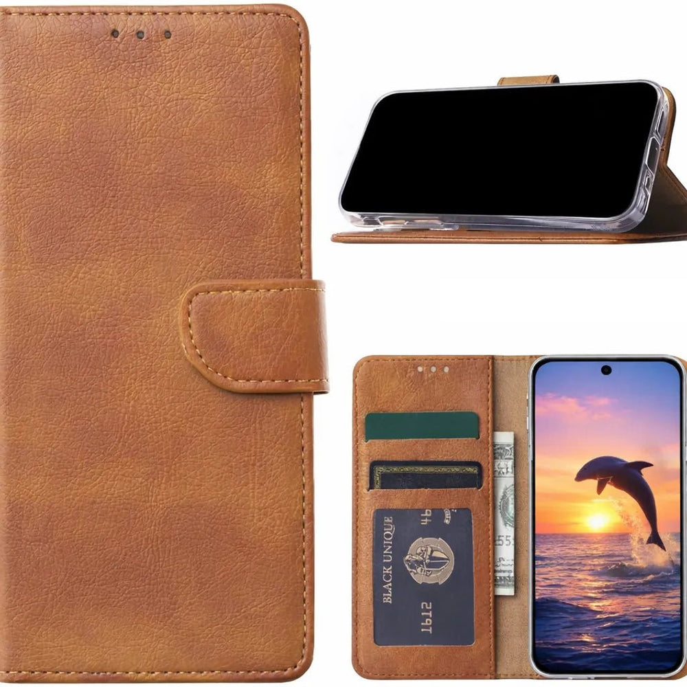 Samsung Galaxy S26 - Lichtbruin - Portemonnee Hoesje met 3 Kaartvakken & Magnetische Sluiting-Hoesjes-Ilumina Benelux