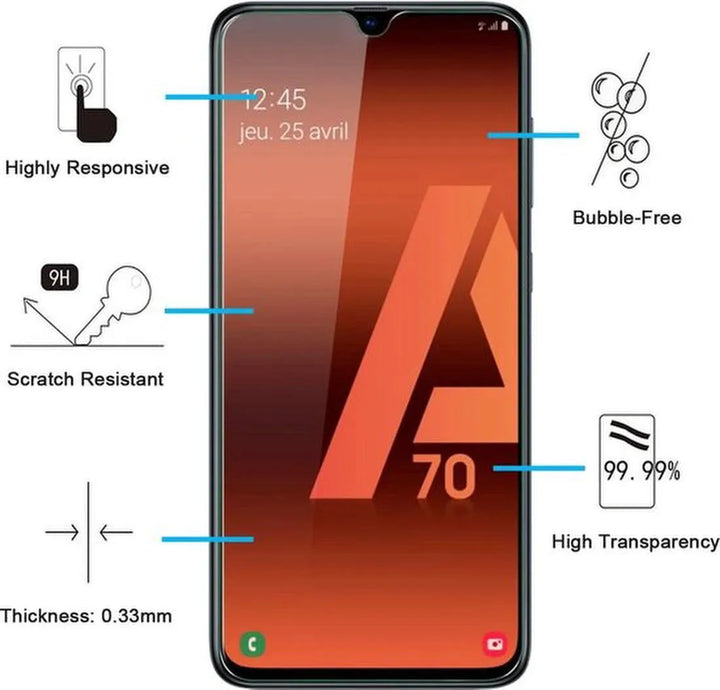 Samsung Galaxy A70/A70S Screenprotector Gehard 9H – Anti-kras – Tempered Glas – 1-Pack-Ilumina Benelux