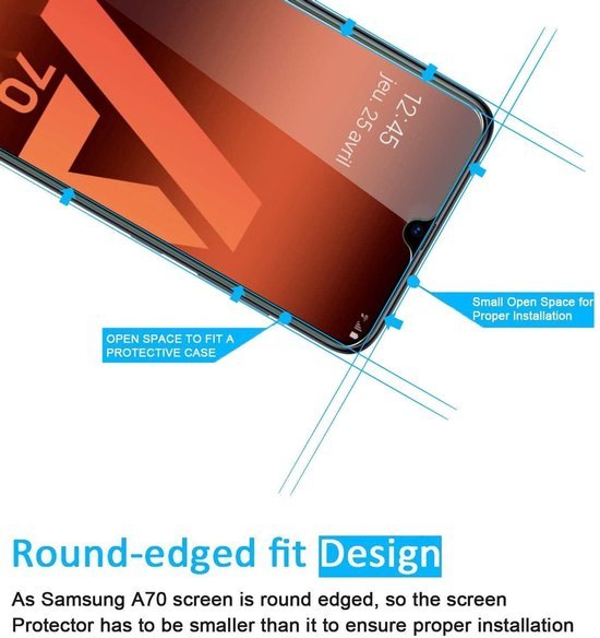 Samsung Galaxy A70/A70S Screenprotector Gehard 9H – Anti-kras – Tempered Glas – 1-Pack-Ilumina Benelux