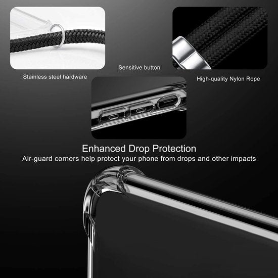 Samsung Galaxy A72 5G Hoesjes – Transparante Backcover met Koord – Anti Kras – Schokbestendig-Ilumina Benelux