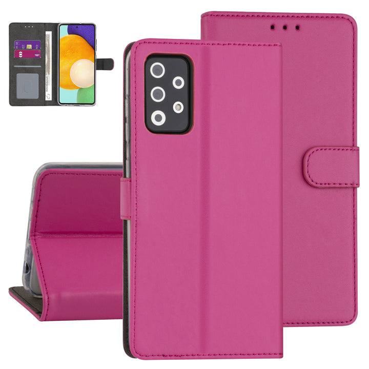 Samsung Galaxy A72 Kunstleer Booktype hoesje - Felroze-Hoesjes-Ilumina Benelux