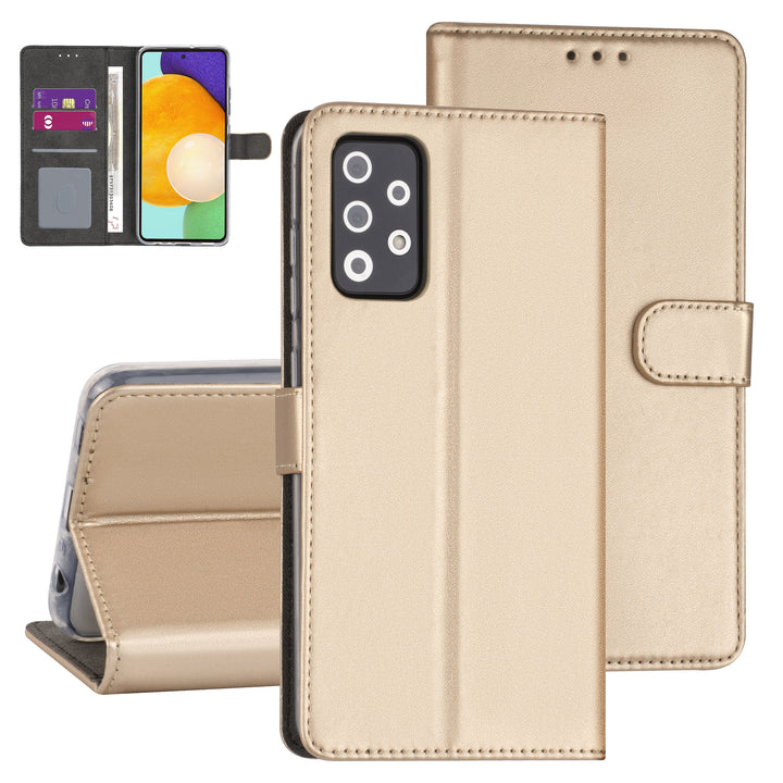 Samsung Galaxy A72 Kunstleer Booktype hoesje - Goud-Hoesjes-Ilumina Benelux
