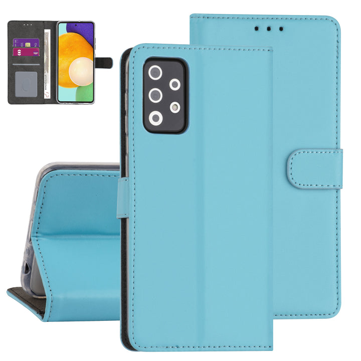 Samsung Galaxy A72 Kunstleer Booktype hoesje - LichtBlauw-Hoesjes-Ilumina Benelux