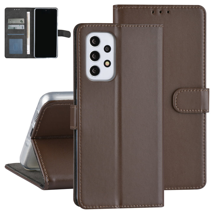 Samsung Galaxy A73 5G Book Case hoesje - Pasjeshouder voor 3 pasjes - Magneetsluiting - Bruin-Hoesjes-Ilumina Benelux
