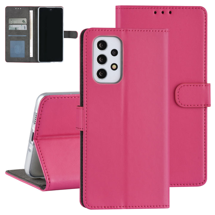 Samsung Galaxy A73 5G Book Case hoesje - Pasjeshouder voor 3 pasjes - Magneetsluiting - Felroze-Hoesjes-Ilumina Benelux