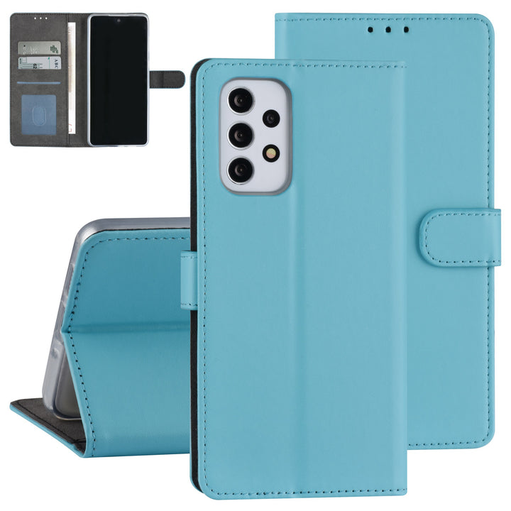 Samsung Galaxy A73 5G Book Case hoesje - Pasjeshouder voor 3 pasjes - Magneetsluiting - LichtBlauw-Hoesjes-Ilumina Benelux