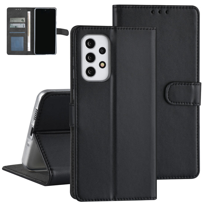 Samsung Galaxy A73 5G Book Case hoesje - Pasjeshouder voor 3 pasjes - Magneetsluiting - Zwart-Hoesjes-Ilumina Benelux