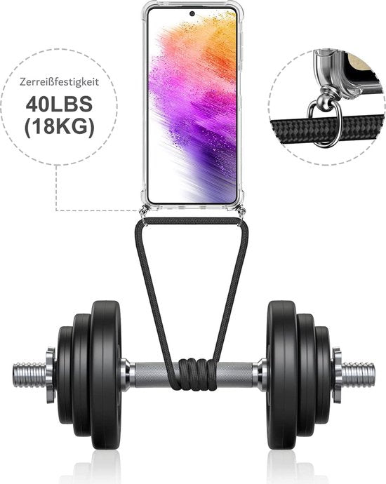 Samsung Galaxy A73 5G Hoesjes – Transparante Backcover met Koord – Valbescherming – Anti-Kras-Ilumina Benelux