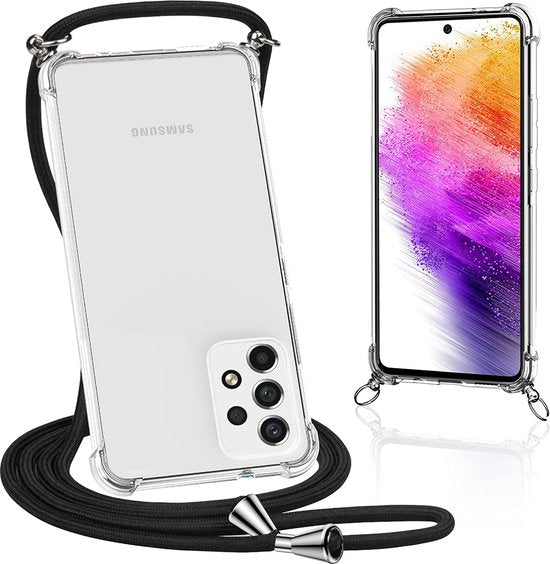 Samsung Galaxy A73 5G Hoesjes – Transparante Backcover met Koord – Valbescherming – Anti-Kras-Ilumina Benelux