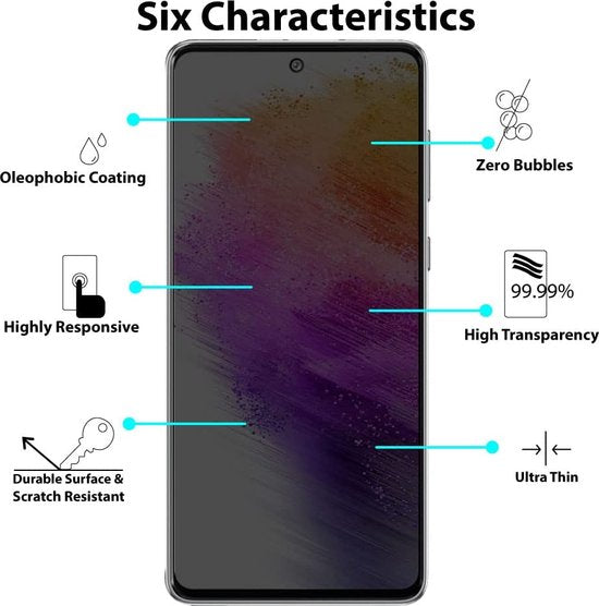 Samsung Galaxy A73 5G – Privacy Full Cover – 9H Gehard Glas – 4-Pack – Zwart-Ilumina Benelux