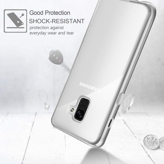 Samsung Galaxy A8 2018 Hoesjes – Transparante TPU Siliconen Backcover – 2x Gehard Glas Screenprotector-Ilumina Benelux