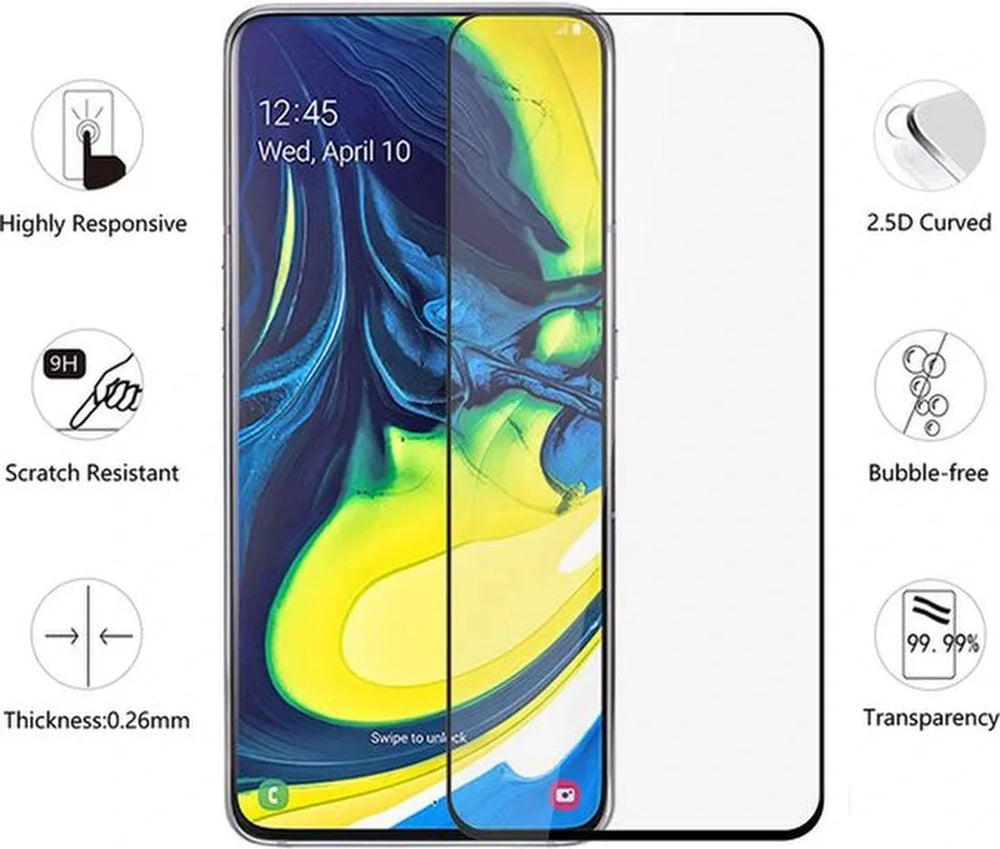 Samsung Galaxy A80/A90 Screenprotector Full Cover Screenprotector Gehard 9H – 2-Pack-Ilumina Benelux