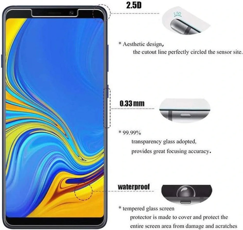 Samsung Galaxy A9 2018 Screenprotector Gehard 9H – Anti-kras – 2-Pack-Ilumina Benelux