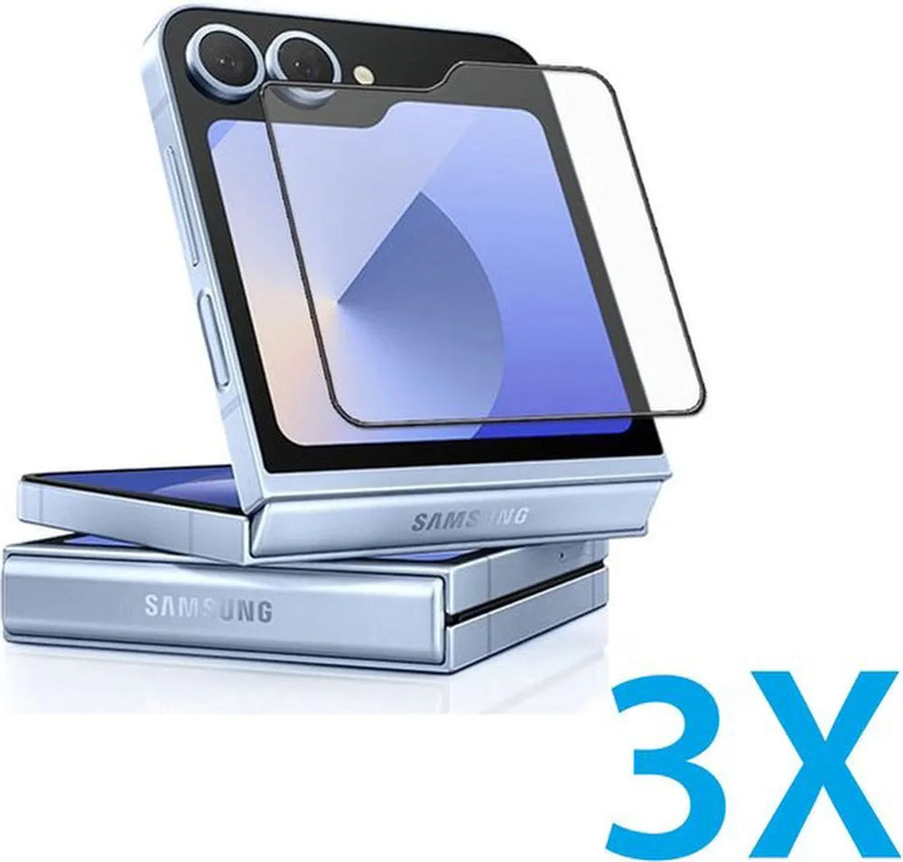 Samsung Galaxy Flip 6 Screenprotector Full Cover – 9H Gehard Glas – 3-Pack-Ilumina Benelux