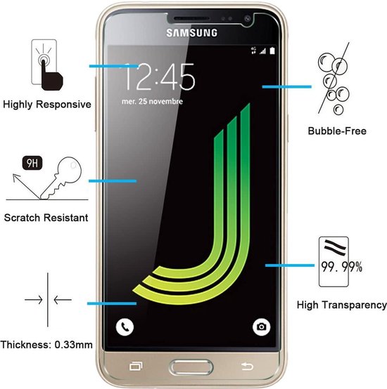 Samsung Galaxy J3 2016 Screenprotector Gehard 9H – Anti-kras – 2-Pack-Ilumina Benelux