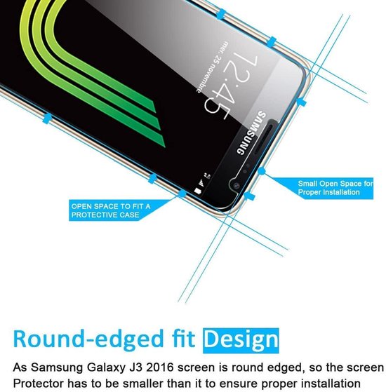 Samsung Galaxy J3 2016 Screenprotector Gehard 9H – Anti-kras – 2-Pack-Ilumina Benelux