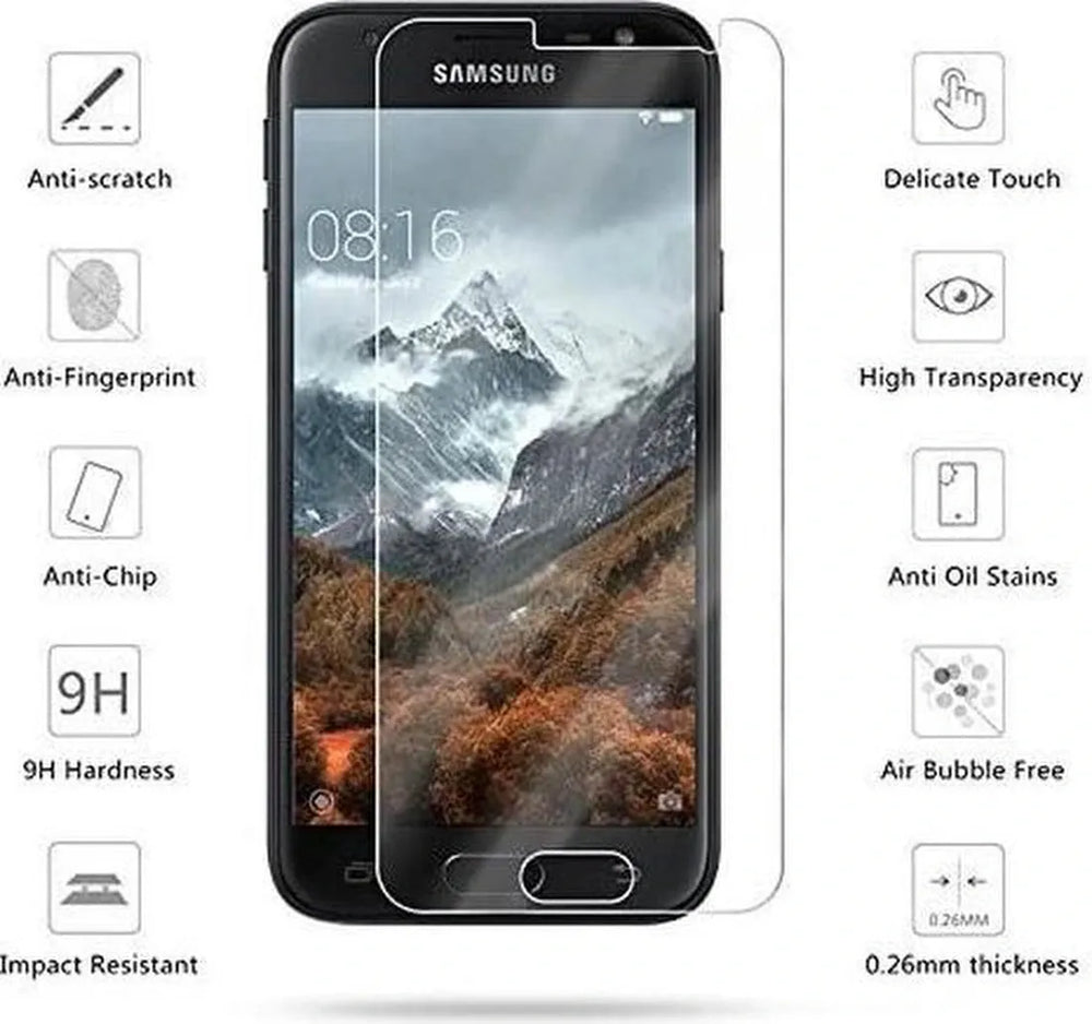 Samsung Galaxy J3 2017 Screenprotector Gehard 9H – Anti-kras – 2-Pack-Ilumina Benelux