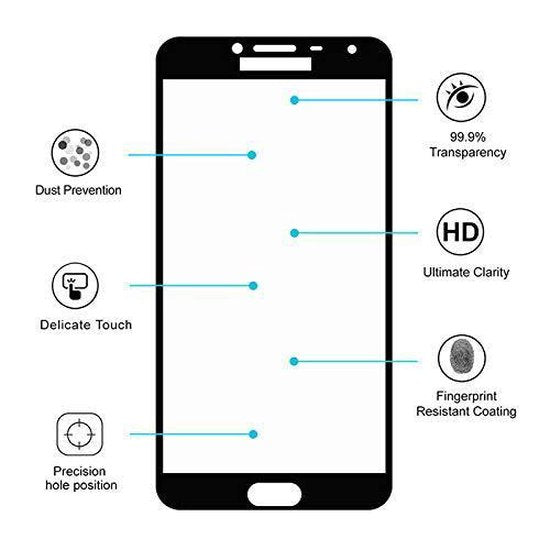 Samsung Galaxy J4 Plus (2018) Screenprotector Full Cover Screenprotector Gehard 9H – Anti-kras-Ilumina Benelux