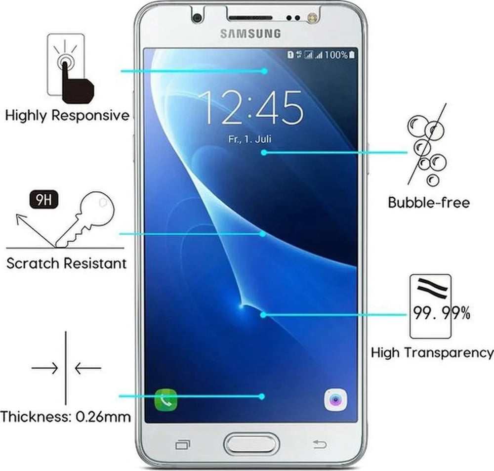 Samsung Galaxy J5 2016 Screenprotector Gehard 9H – Anti-kras – 2-Pack-Ilumina Benelux