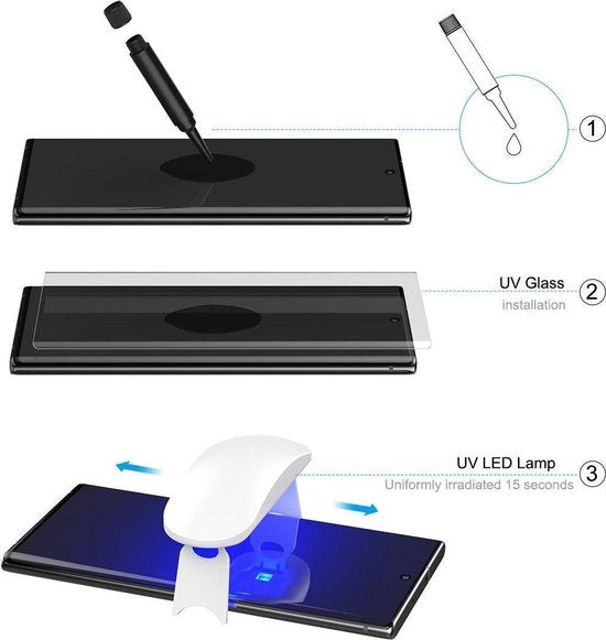 Samsung Galaxy Note 10 Plus - UV Screenprotector Gehard 9H – Anti-kras – Tempered Glas – 1-Pack-Ilumina Benelux