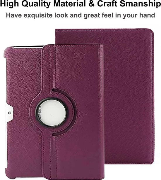 Samsung Galaxy Note 10.1 2012 (N8000/N8010/N8013) Hoesjes – 360° draaibaar – Standfunctie – Paars-Tablethoesjes-Ilumina Benelux
