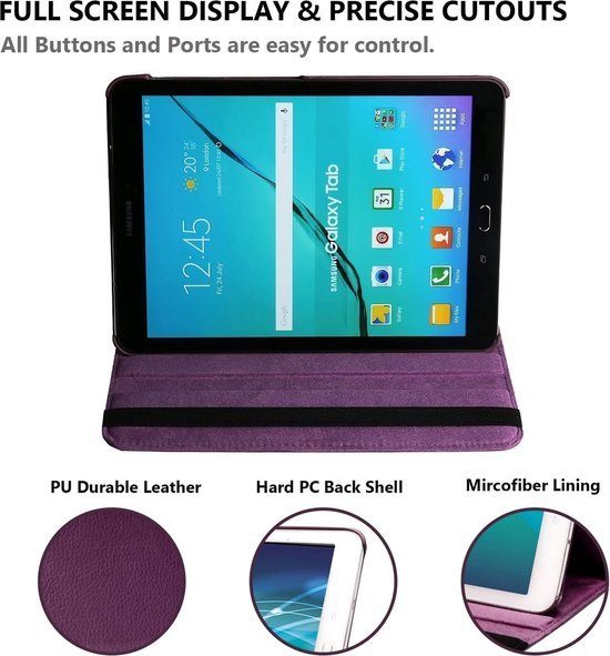 Samsung Galaxy Note 10.1 2012 (N8000/N8010/N8013) Hoesjes – 360° draaibaar – Standfunctie – Paars-Tablethoesjes-Ilumina Benelux