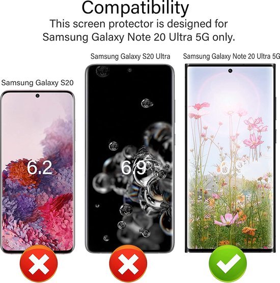 Samsung Galaxy Note 20 Ultra Screenprotector Full Cover Screenprotector Gehard 9H – 1-Pack-Ilumina Benelux