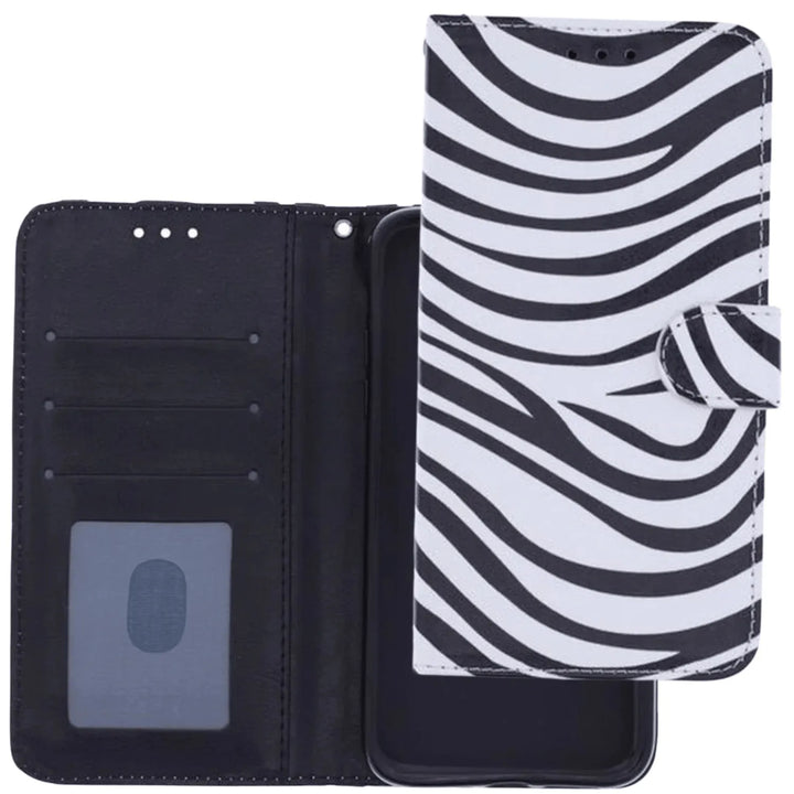Samsung Galaxy A52 Hoesjes – Portemonnee Hoes – Zebra Design – 2x Gehard Glas Screenprotector – Zwart/Wit-Ilumina Benelux