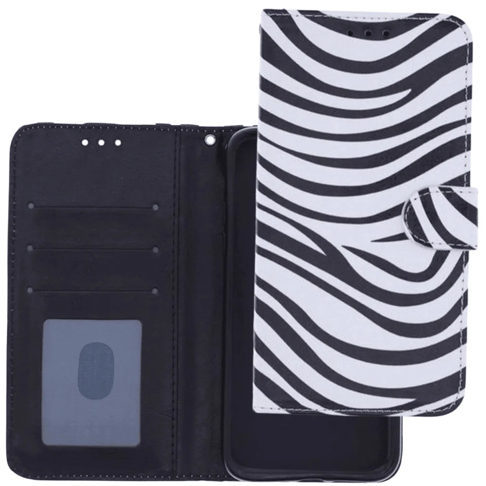 Samsung Galaxy A52 Hoesjes – Portemonnee Hoes – Zebra Design – 2x Gehard Glas Screenprotector – Zwart/Wit-Ilumina Benelux