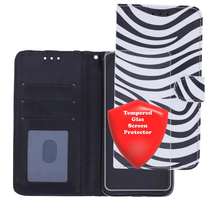 Samsung Galaxy A52 Hoesjes – Portemonnee Hoes – Zebra Design – 2x Gehard Glas Screenprotector – Zwart/Wit-Ilumina Benelux